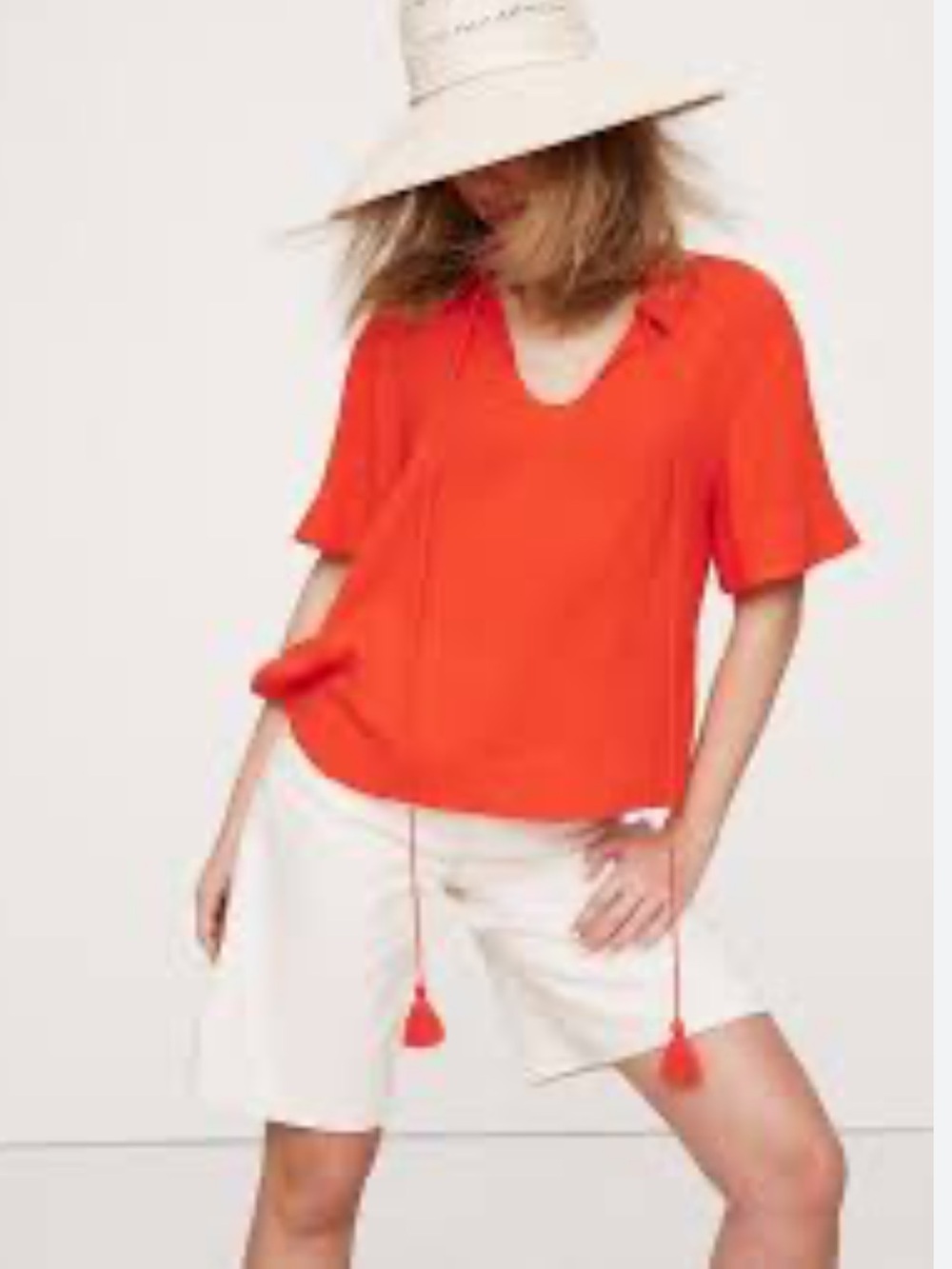 Banana Republic Pop-over Tassel Tie Guaze Top New with Tag W2402 Sz M
